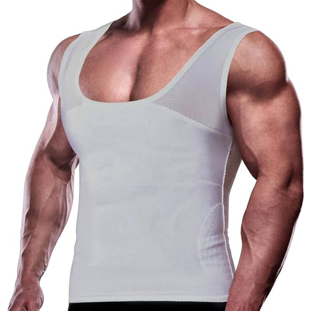 Slimming Body Shaper Vest Chest Compression Shirt Tank Top Undershirt 3X Gray